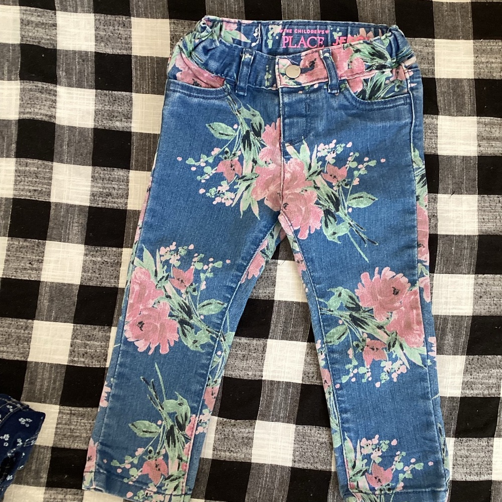 The Children's Place Floral Blue Jeans